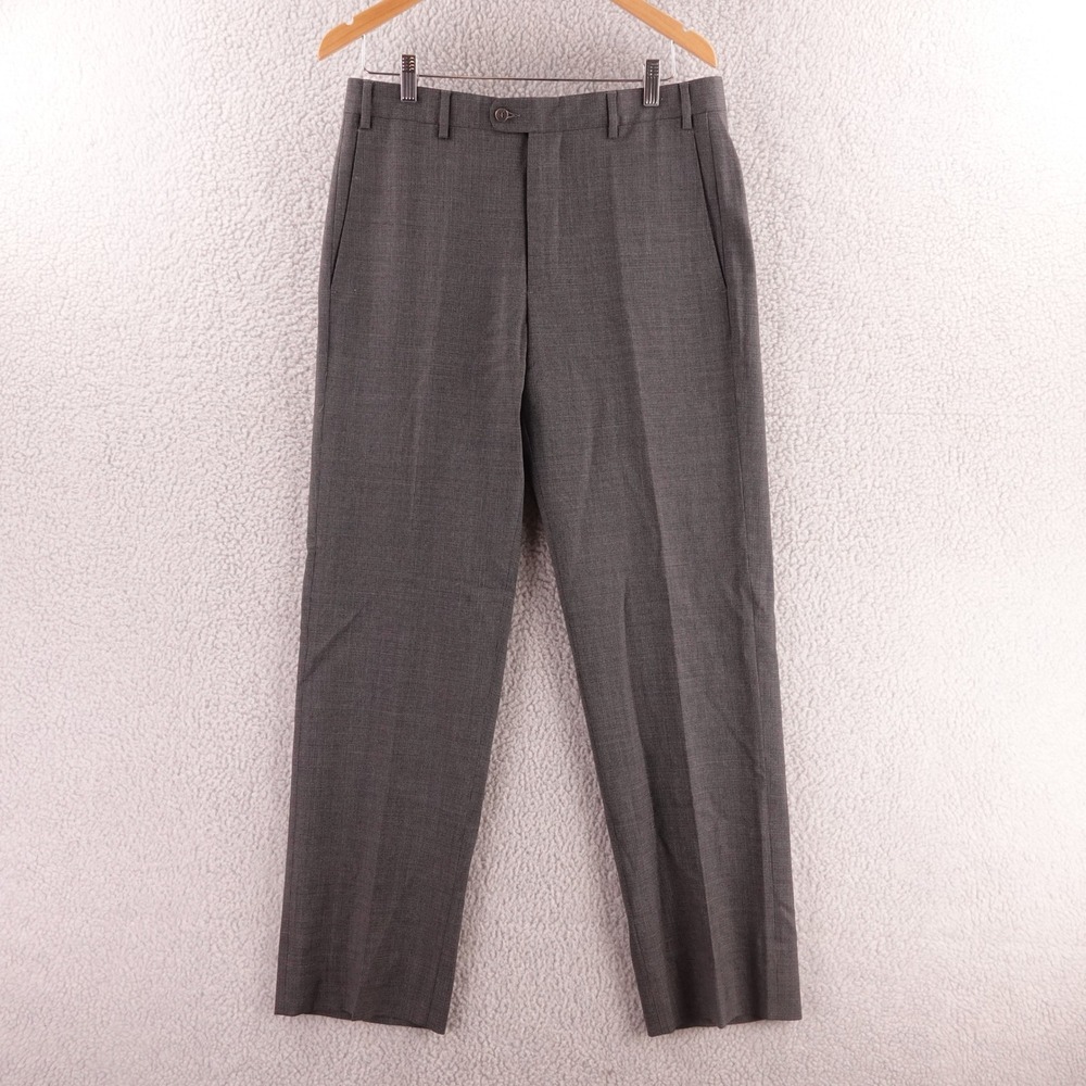 Zanella Todd Grey Wool Dress Pants Mens 33x30 Made in Italy Nordstrom Sharkskin